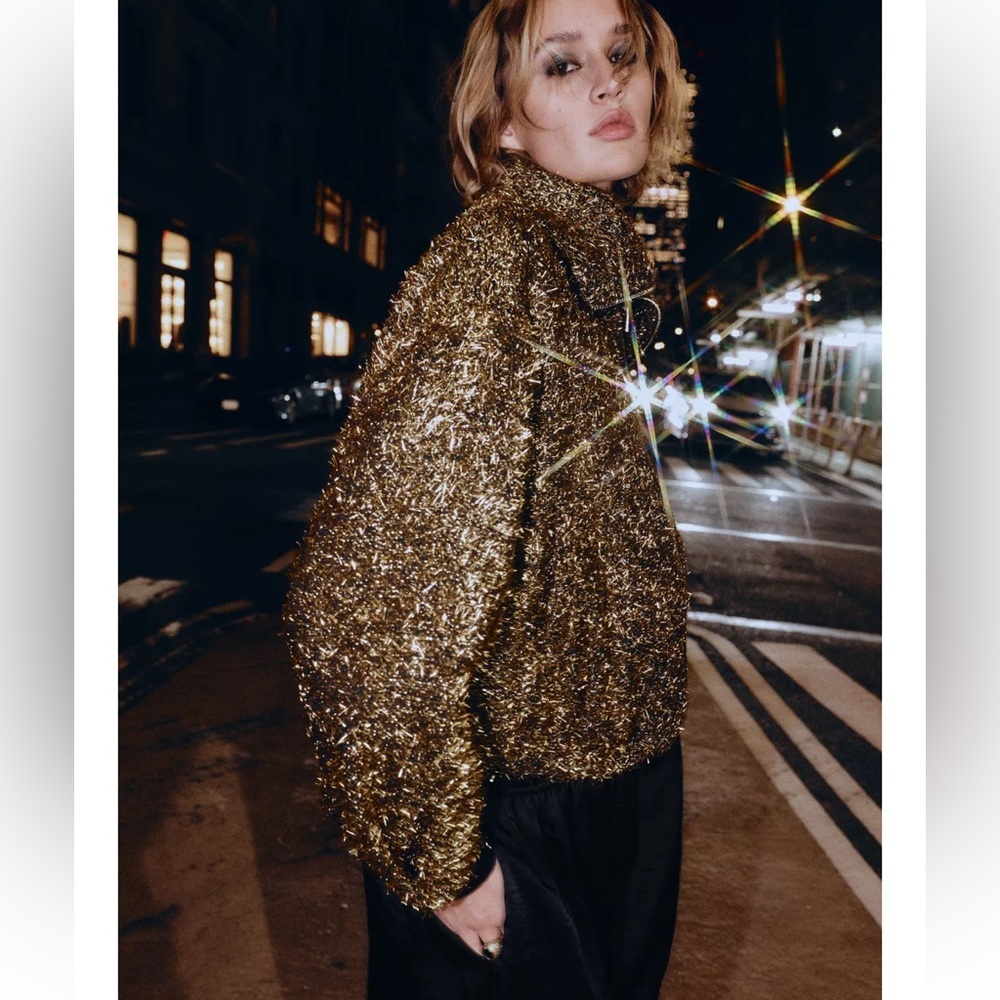 NWT ZARA TREND 2025 COLLECTION METALLIC THREAD BOMBER JACKET S 
🚨FIRM PRICE - Picture 14 of 16